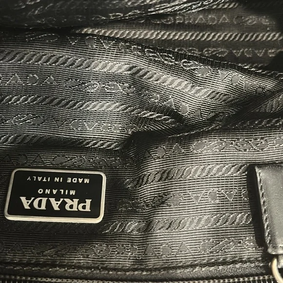 Prada black Tessuto nylon and leather shoulder bag vintage